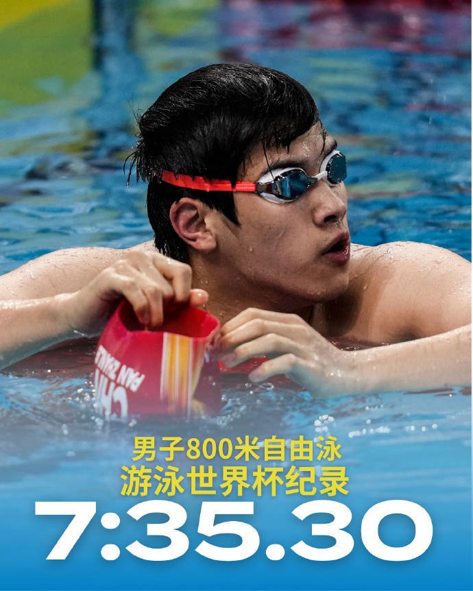 关注|世界泳联为潘展乐800米自由泳破纪录特制海报